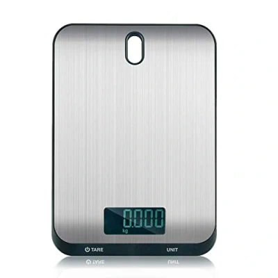 Image of QL Digital Kitchen Scale,Tare Function 10kg/1g,Hangable Scale,Food/Liquid Weighing Platform,Stainless Steel Surface for Home,Black