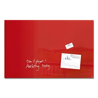 Image of SIGEL GL142 Premium Glass magnetic Board, glossy surface, 100 x 65 cm, easy mounting, Red Artverum