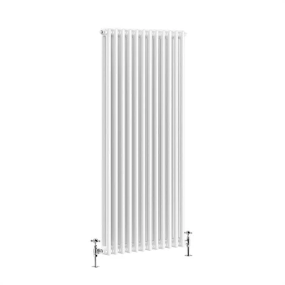 Image of Warmehaus Traditional Radiator Double Column White Vertical Cast Iron Style Central Heating Tall 1500 x 560mm
