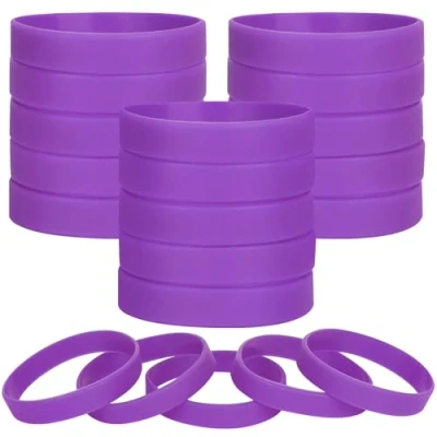 Image of LVNRIDS 100 pcs Green Blank Silicone Wristbands for Kid, Sports Party Rubber Elastic Wristband Wholesale Bulk Bracelet S