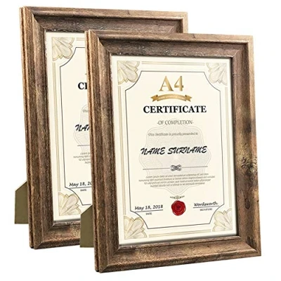 Image of PETAFLOP Rustic Picture Frame A4 (21 x 29.7 cm) Set of 2, Wall and Table Frames, Brown