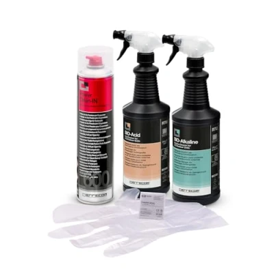 Image of ERRECOM Cleaning Kit for Air Conditioners, includes Power Clean IN (600mL Aerosol Can) Cleaner Evaporators, BIO Acid + Alkaline (2L) Condenser Cleaners with Biodegradable Surfactants, Gloves