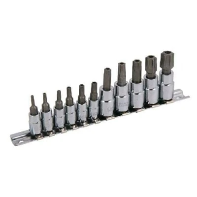 Image of Toolzone 11 Piece Star Bit Sockets On Rail T10 T60