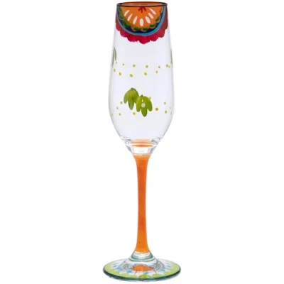 Image of Maturi Hand Painted Patterned Champagne Flute, 220ml, Gift Boxed