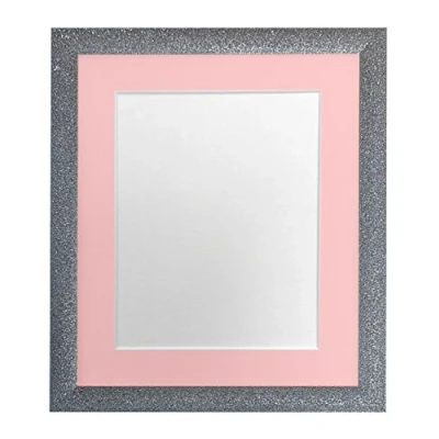 Image of FRAMES BY POST Gunmetal Picture Photo Frame with Pink Mount A4 Image size 10 x 6 Inch Plastic Glass