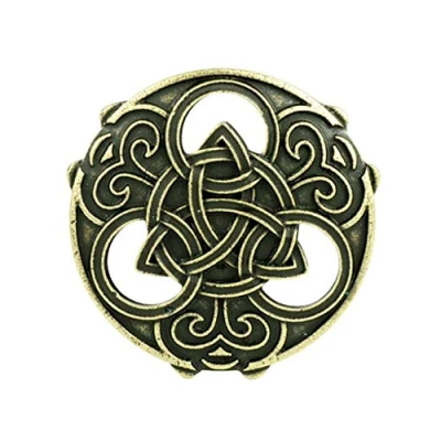Image of Norse Medieval Viking Brooch Shawl Coat Cloak Pin Vintage Jewelry Gold