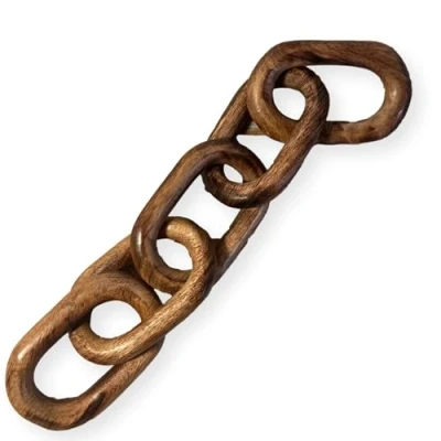 Image of Thorness Rustic Wooden 5 Link Chain Ornament for Home Decor, Ideal Living Room, Shelf, and Coffee Table Decoration