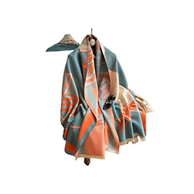 Image of SERUMY Scarf Winter Cashmere For Women Shawl Luxury Warm Plaid Print Thick Blanket Pashmina Neck Chief W 15,65X180Cm
