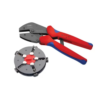Image of KNIPEX MultiCrimp Crimping Pliers with Changer Magazine, 5 Dies, for all Common Applications, Tool, Wire Crimper, 97 33 02
