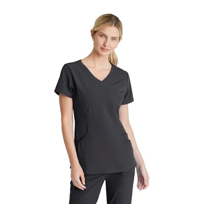 Image of Skechers Vitality SKT064 Women&#039;s Charge 3 Pocket V Neck Surplice Scrub Top grey Small