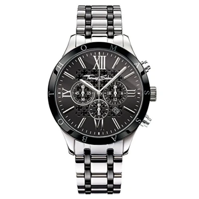 Image of Thomas Sabo Men Watch Rebel Urban Silver Black Analogue Quartz Stainless Steel WA0139 222 203 43 MM