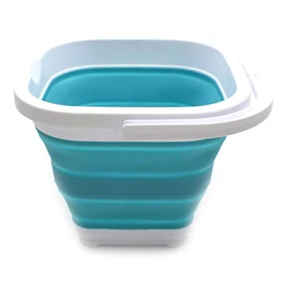 Image of SAMMART 5L Collapsible Rectangular Handy Basket/Bucket (5L rectangular, Bright Blue)