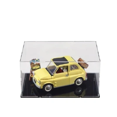 Image of icuanuty Acrylic Display Case for Lego Creator Expert Fiat 500 10271, Dust Protected Storage and Organize Box model, Size: 26x20x14 cm(Only Box)