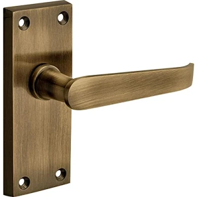 Image of Designer Levers Victorian Straight Lever Door Handles Antique Brass 1 Pair Latch Handle Interior Use Short