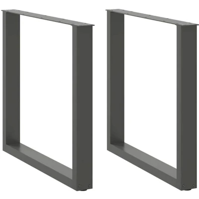 Image of vidaXL Dining Table Legs U Shaped 2 pcs Anthracite 90x(72 73) cm Steel