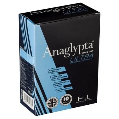 Image of WPE® Anaglypta Ultra High Strength Wallpaper Adhesive 10 Roll Box Rolls on Blue, Dries Clear, Perfect for Paste the Wall &amp; Paper