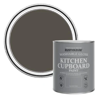 Image of Rust Oleum Brown Kitchen Cupboard Paint in Gloss Finish Fallow 750ml
