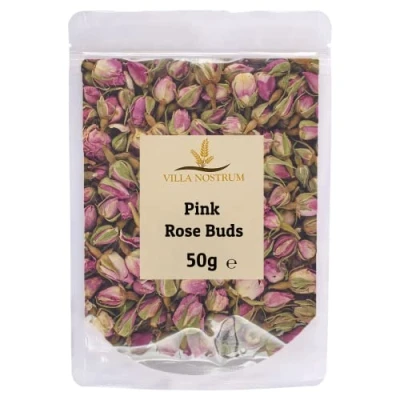 Image of Dried Edible Pink Rose Buds 50g by Villa Nostrum
