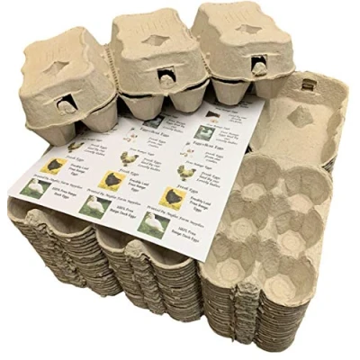 Image of Anglia Farm Supplies 100 Cardboard egg boxes half dozen cartons for medium to large eggs with 24 labels