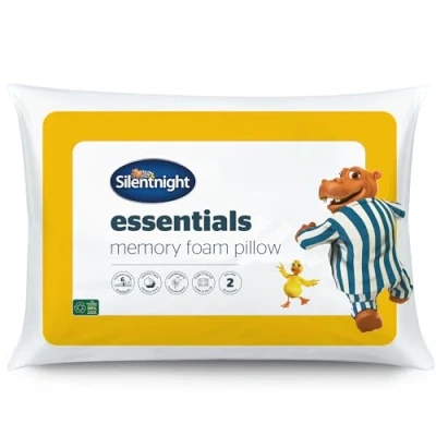 Image of Silentnight Essential Memory Foam Core Pillow Pack of 2 Pillows with Soft Hollowfibre Surround and Medium Firmness