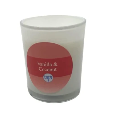 Image of Tara Candles Vanilla and Coconut Scented Jar Aromatherapy Candle Natural Soy Wax Relaxing with 35 Hours Burn Time 160g