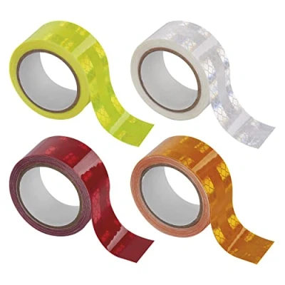 Image of EMOS reflective tape, pack of 12 tape/reflective self adhesive, 4 colours, each 2.5 cm x 2 m, visibility at 200 m distance, UV resistant, rubber adhesive