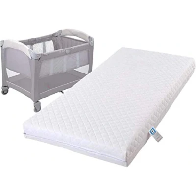 Image of Baby Cot &amp; Toddler Bed Mattress Chemical Free Foam Suitable from Birth Quilted Breathable Anti Allergenic Waterproof Cover for Pram, Swing, Cradle, Crib or Bassinet 95 x 65 10 cm
