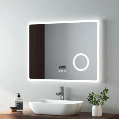 Image of EMKE 800 X 600 mm LED Illuminated Bathroom Mirror with Bluetooth Heated Demister Pad and Magnification, Wall Mounted Touch Sensor Mirrors Anti Fog Adjustable Brightness for Makeup Cosmetic