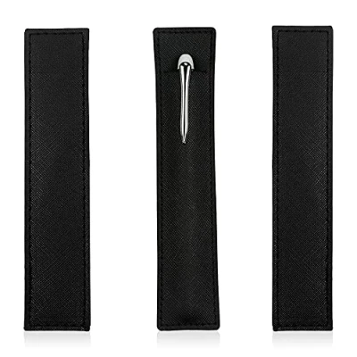 Image of 3 Pack Leather Pen Pouch Sleeve, Single Fountain Holder Case, Soft Protective Cover Organizer for Stylus Touch Pen, Ballpoint Pencils (Black)