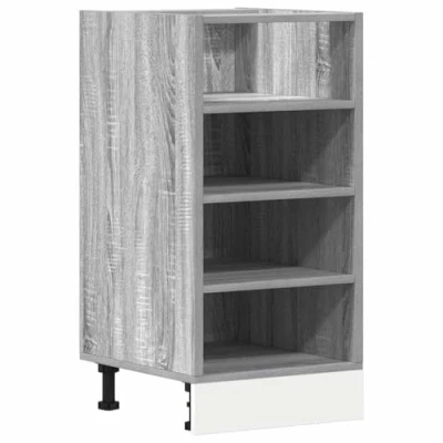 Image of vidaXL Bottom Cabinet Grey Sonoma Engineered Wood 40x44.5x81.5 cm Kitchen Cupboard with Adjustable Feet Modern Storage Furniture for