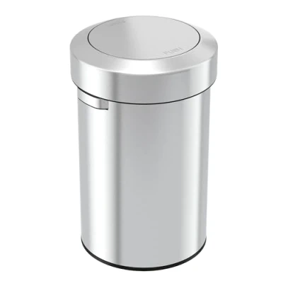 Image of iTouchless Titan Garbage Can, Self Balance Flip Open Lid, stainless_steel, Stainless Swing Top 17 Gal, Gallon Color Name: Steel,