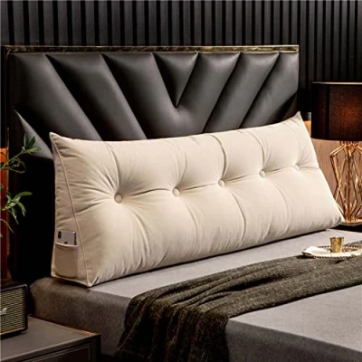 Image of Yanman Tufted Backrest Cushion Headboard Reading Lumber Support Large Wedge Pillow, Daybed Triangular Positioning Bolster for Bed Sofa Rest
