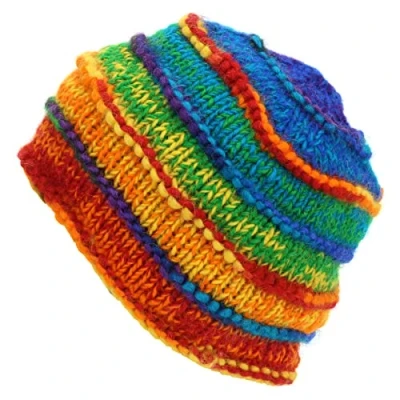 Image of LOUDelephant Hand Knitted Wool Beanie Hat SD Shredded Rainbow