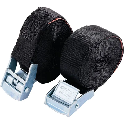 Image of Jumbo Tie Down comes with Cam Buckle Black 8ft (250CM), Pack of 2