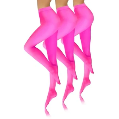 Image of Sesto Senso 3 Pack Womens Tights Pink Coloured microfibre Semi Opaque 40 Den XL Neon
