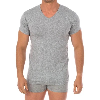 Image of Kisses&amp;Love Short sleeve V neck undershirt 1004 Mens Grey Size Large