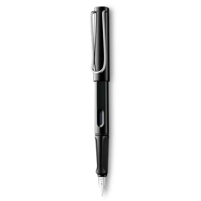 Image of LAMY safari black Fountain Pen with ergonomic grip &amp; polished steel nib in size F ideal for any Writing Calligraphy including T 10 blue cartridge Right Handed