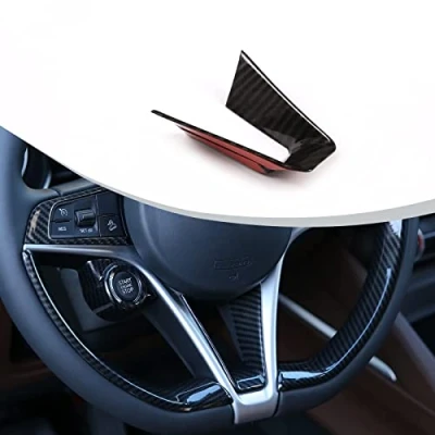 Image of DIYUCAR Carbon Fiber Style ABS Steering Wheel Decoration Frame Trim For Giulia Stelvio 2017 2018 2019