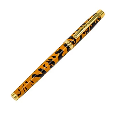 Image of Pukka Pad, Wild Premium Ballpoint Pen with Gold Foil Display Box and Hanging Ribbon Black Ink Tiger