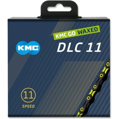 Image of KMC DLC11 Waxed 11 Speed Chain, Black/Yellow, 118 Link