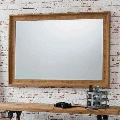 Image of DEENZ Large Stylish Style walnut brown Wall Mirror Bevelled 60x90cm curve frame