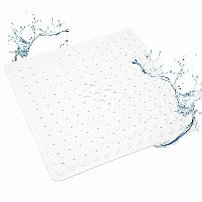 Image of Idyfodol Shower Mat Non Slip Anti Mould With Suction Cup PVC Machine Washable Bath Mats for Inside Outside (Polyvinyl Chloride, White)