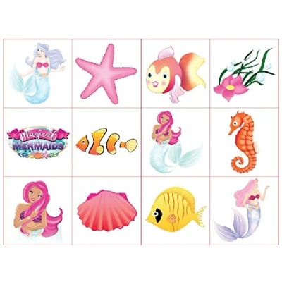 Image of HENBRANDT Temporary Tattoo&#039;s MERMAIDS 12 x 3 packs = 36 Tattoos supplied