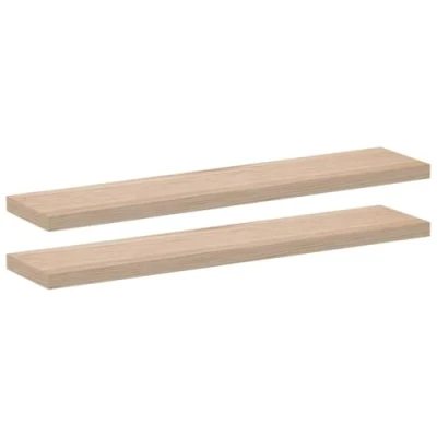 Image of vidaXL Floating Shelves Wall Shelf Display &amp; Storage Units Engineered Wood Metal Brackets 110 x 23.5 4 cm Oak Veneer Finish