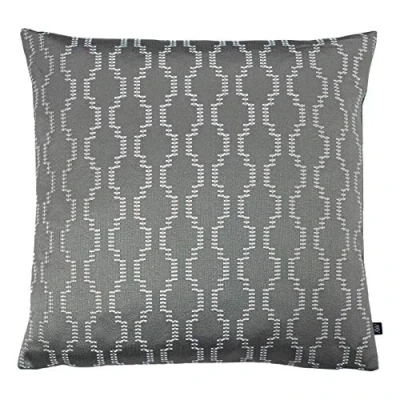 Image of Ashley Wilde Nash Embroidered Geometric Feather Filled Cushion Grey Polycotton One Size