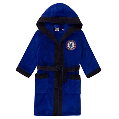 Image of Chelsea FC Official Football Gift Boys Fleece Dressing Gown Robe Royal 9 10 Yrs