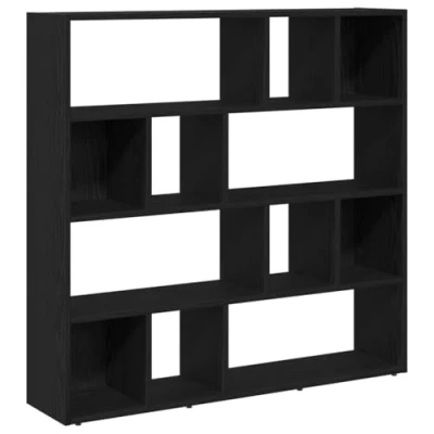 Image of vidaXL Black Oak Book Cabinet/Room Divider Bookshelf 105x24x102 cm Versatile Engineered Wood Unit for Living Room, Bedroom, Office