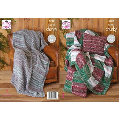 Image of King Cole Super Chunky Knitting Pattern Easy Knit Blanket Bed Runner &amp; Cushion (5782)