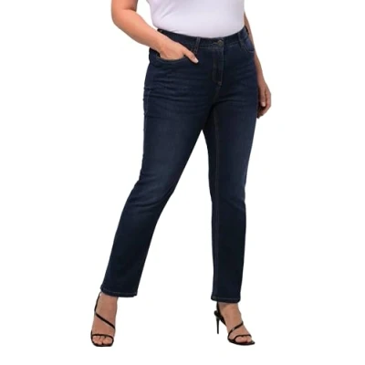 Image of Ulla Popken Women&#039;s Perfect Black Suit Slim Jeans, Blue, 54
