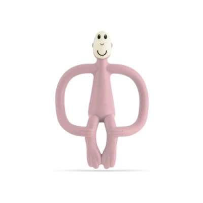 Image of Matchstick Monkey, Original Teether &amp; Gel Applicator, Antimicrobial Silicone Teething Toys for Baby, Easy to Grip, BPA Free, 3 Months Old+, 10.5 cm, Dusty Pink Monkey